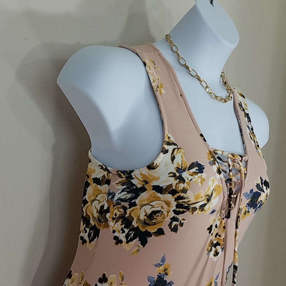 body suit tank top sleeveless Pink floral NEW - Picture 5 of 7